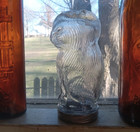 Vintage Cat Figural Glass Mustard Jar Frank Tea   Spice Co With Plain Metal Lid