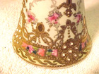 Antique Hand Painted Nippon Hat Pin Holder Reticulated Gold Moriage Work Enamel