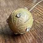 Antique Victorian Hat Pin   Rhinestone Orb Ball Gold Tone 9      C1900 Edwardian