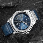 Luxury Men Blue Genuine Leather Quartz Date Watch Waterproof Sports Wristwatch