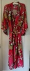 Japanese Kimono Robe  Red Floral Made In Japan Cotton    read 