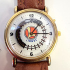 Vintage Lionel Train Collectable Watch Brown Leather Band In Metal Case With Coa