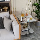 2 Tier Coffee Table Marble Side End Accent Table Couch Bedside Table W Black Leg