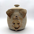Fat Pig Cookie Jar Stoneware Studio Pottery 1970 s Vintage 9 5   