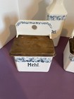 Vintage Dresden Germany 5 Piece Salz kaffee mehl oel Set W  Lids Blue white No 