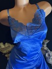 Vtg Silky Soft Slip Shiny Gown Chantilly Lace Nightgown Negligee Woman Slip