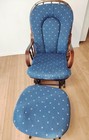 Pickup-only  Wooden Rocking Chair W  Ottoman Including Detachable Padded Cushion