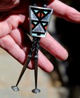 Vintage Emery Ohmsatte Zuni Sterling Silver   Turquoise   Onyx   Coral Bolo Tie