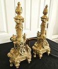 Vintage Brass Andirons For Fireplace - 18 Inches Tall