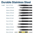 Precision Tweezers Set   11 Pieces  Industrial Anti-static Stainless Steel
