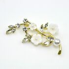 Gold And White Pearl Rhinestone Brooch Flower Brooch Pin Fashion Jewelry Gift