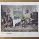 Antique 19th Century Victorian Large Framed Signed Print Coloured Engraving