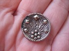 Vintage 5 8  Black Glass  Silver Luster Sun Burst  Button - F5