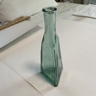 Green Vintage Glass Triangle Bottle 10 5 In