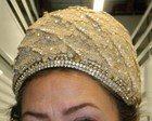 Vtg Crown Cloche Hat Scruples Originals Eve Andrea Gold Beaded Lace Rhinestones