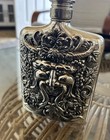 Vintage Godinger Silverplated Bacchus Ornate Metal Whiskey Flask 1983 Good Cntd