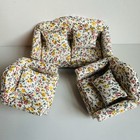 1 12 Dollhouse Miniature Sofa   2 Chairs Set Floral Fabric Furniture