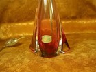 Crystal Table Lamp  Val St Lambert  Cranberry  Art Deco  Signed Vintage