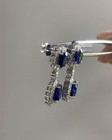 14k White Gold Oval 4 70 Ct Certified Natural Blue Sapphire   Diamond Earrings