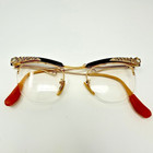 Vintage B l Browline Cat Eye Eyeglass Frames 12k Gf Rhinestone Original Case  