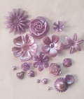Craftbuddyus 75 Pcs Acrylic Lilac Flatback Mixed Flowers Pearl Bead Assortment