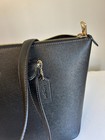 New  Coach Crossgrain Leather Medium Zip Top Gallery Shoulder Tote Bag  Black