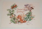 Unused Vintage Christmas Postcard  Fox  Squirrel And Bird Friends  6 