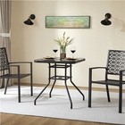 Outdoor Square Patio Bistro Table With Silk Printing Glass Top And Umbrella Hole