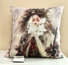 Northwood Santa Christmas Throw Pillow Ivory   Brown 17    Double Sided Climaweave