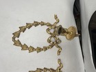 Vintage     pair Brass Wall Scones     candle Holders Bows Leaves