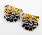 Vtg Coro Duette Shoe dress Clips Set Blue Enamel Bell Flower Gold Tone 1 25 