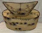 Vintage  Mid Century Modern  Large  Atomic  Two Tier  Fiber Shade   19   Mcm