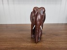 Vintage Wooden Elephant Statue Hand Carved Solid Wood