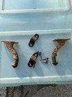 Vintage Cast Iron Stair Handrail Brackets Pair Ornate Architectural Salvage 4   