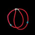 Native American Coral   Kingman Turquoise Necklace W  Navajo Pearls