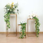 3 Gold Metal Pedestal Stands Geometric Crossed Lines Pattern Party Decorations