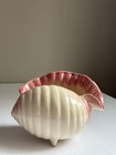 Vintage Mccoy Conch Shell Planter White Red Footed Earley Nelson Pottery Usa Sea