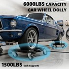 Car Dolly Set Of 4  6000 Lbs Capacity  Heavy Duty Wheel Dollies Black