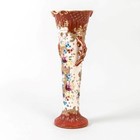 Antique Signed Japanese Porcelain Vase Hand Painted Flowers Gold 12 25  Tall