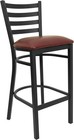 Hercules Series Black Ladder Back Metal Restaurant Barstool - Burgundy Vinyl    