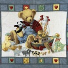 Vtg Blue Jean Teddy Bear Baby Blanket Noah s Ark 32 x42  Quilt Comforter Usa 90s