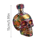 Hand-painted Sugar Skull Tequila Bottle Glass Liquor Decanter With Cork Stopper