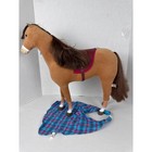 American Girl Horse Tan Brown Mane Tail With Saddle And Plaid Blanket Accessory