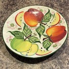 Jm Call Ceramic Decorative Plate Fruit Pattern Round Glossy Green Rim