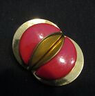 Vintage Art Deco  Cherry Red   Goldtone Belt Buckle
