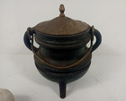 Vintage Cast-iron   Brass Fireplace Fire Starter Set Smudge Pot Japan