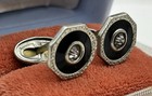 Vintage Art Deco Black   Crystal Octagon Cufflinks Classy Statement