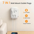 Multi Outlet Wall Mount Adapter Surge Protector With 4  4 2 Amp  Usb Charging Po