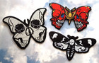 Death Head Moth Skulls  Creepy Halloween Embroidered Iron On Patch Set Of Three
