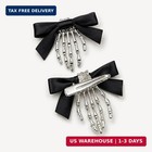 Utavu 2pcs Skeleton Hand Hair Clips With Bowknot - Cute Skull Claw Hairpins For